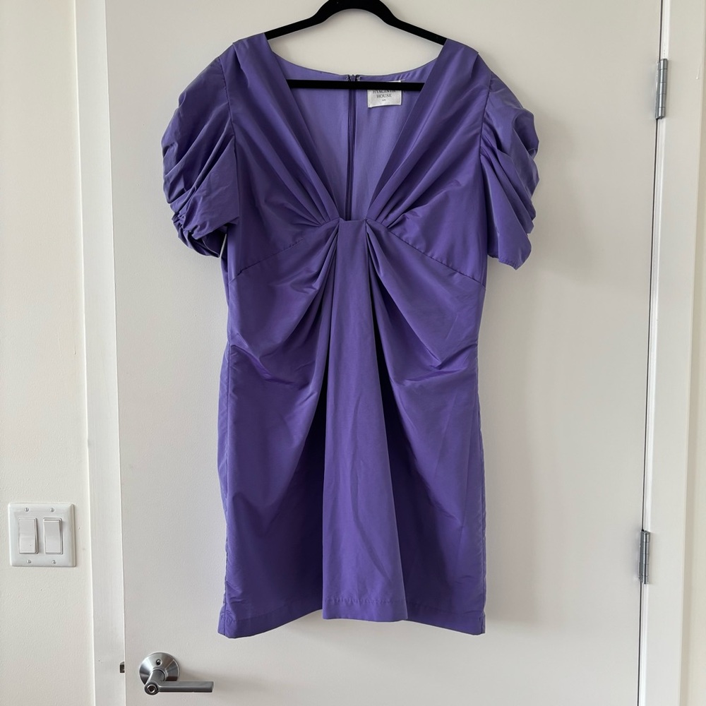 Tuckernuck Hyacinth House Purple Puff Sleeve Mini Dress